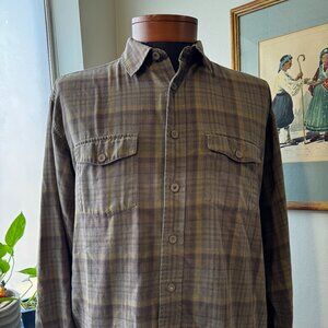 Patagonia Brown Gray Plaid Long Sleeve Button Up Shirt sz L